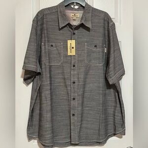 NWT Woolrich Atlas Men's Charcoal Grey Button Down Cotton Woven Shirt XXL